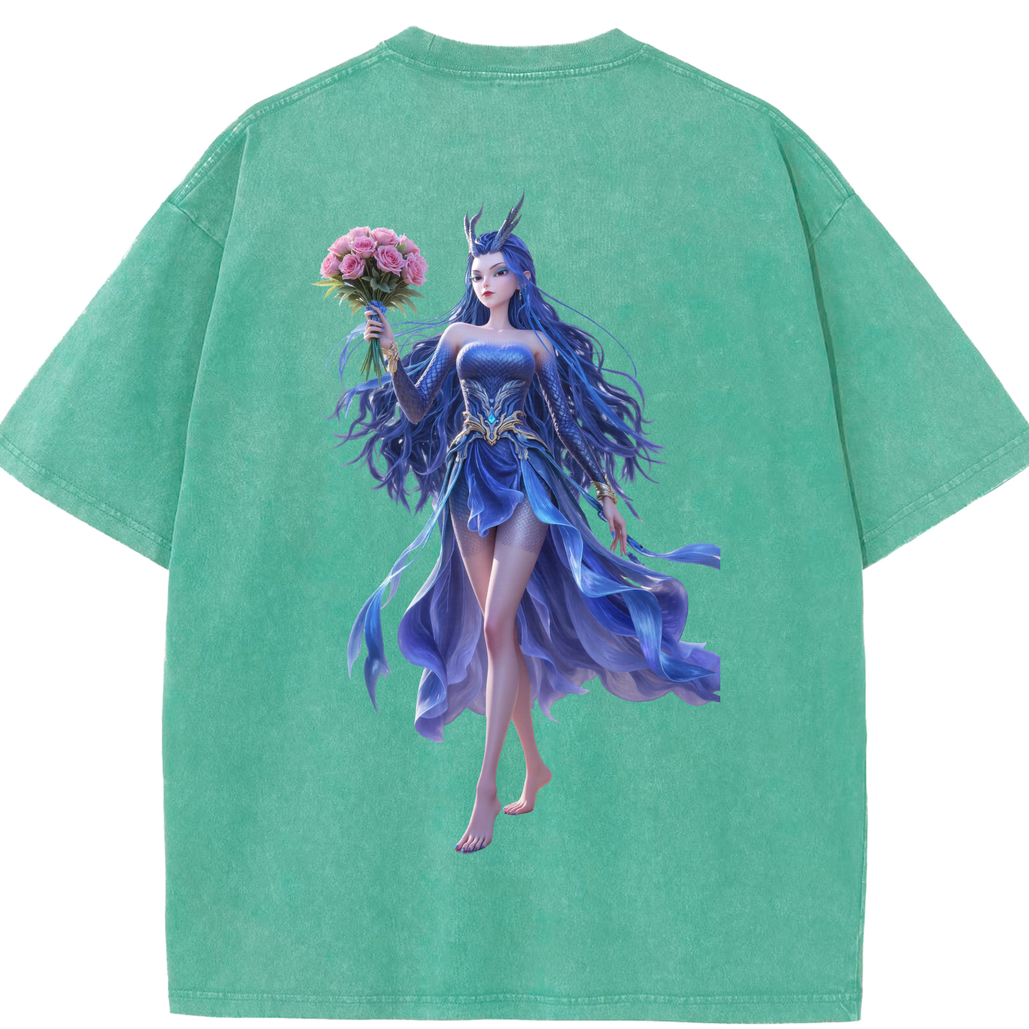 （画像用） Ne Zha 2 ナタ 魔童の大暴れ 綿100% ヴィンテージ風 半袖Tシャツ（背面プリント）